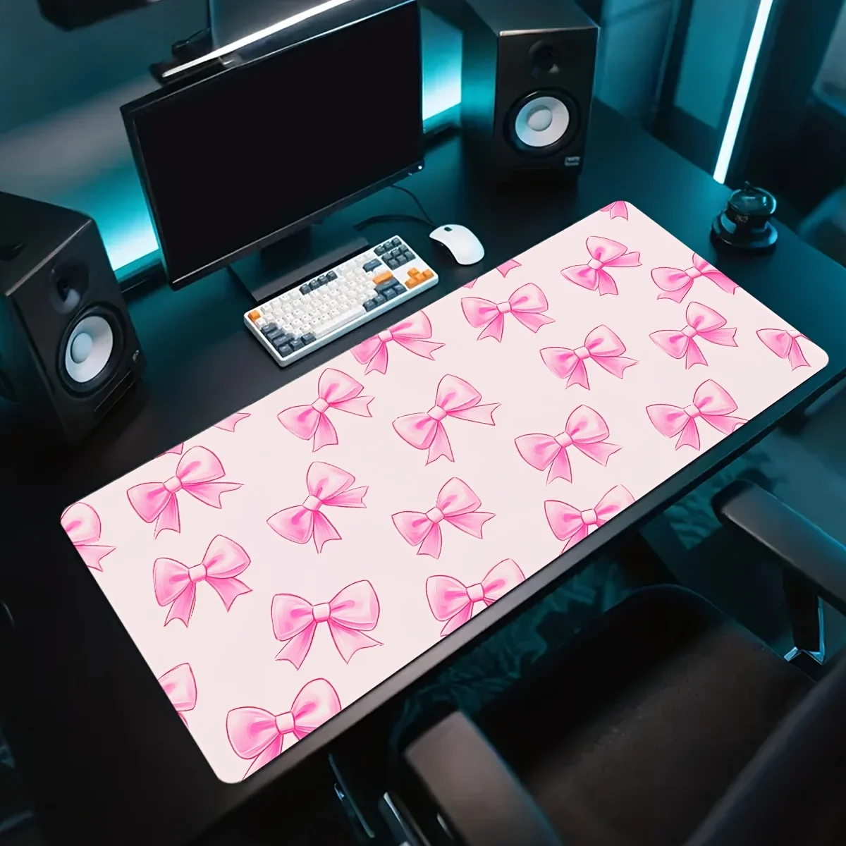1pc Extra Large Gaming Mouse Pad & Desk Mat - Thick Non-Slip Base, Precision, Durable Surface -  Bow Tie Design, Desk Mouse Pad for Gamers and Office Workers
