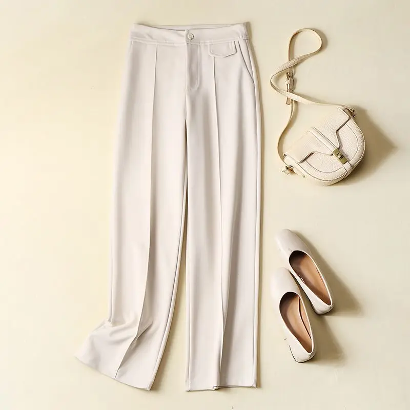 

2023 Autumn and Winter New Pants Women Loose High Waist Straight Leg Casual Pants Korean Version of Thin Commuter Wide-leg Pants