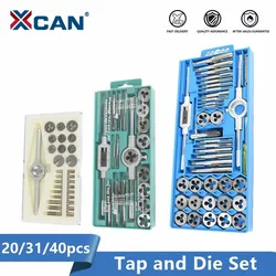 XCAN Tap and Die Set 20/31/32/40pcs  Screw Thread Plug Taps Wrench Die Alloy Steel Hand Tapping Tools Screw Tap Die