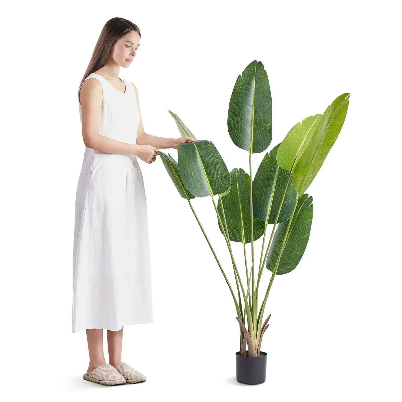 Artificial Birds Of Paradise Tree, 5 FT Tall Faux Plant, PE Material & Anti-Tip Tilt Protection Low-Maintenance Plant, Lifelike