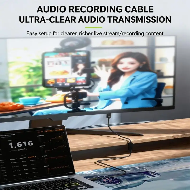F62C Computer Streaming Cable USB-A to USB-A 2M for Recording Transfer, Sound Card Connection, and Daily Desk Use Tasks