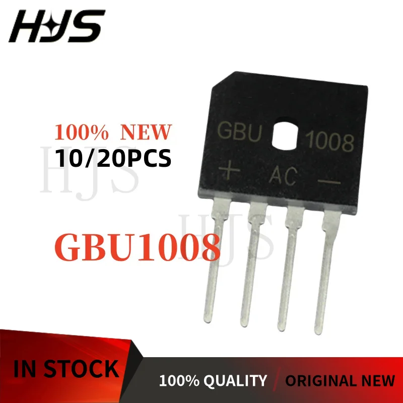 10/20PCS 100% Brand New and Quality GBU1008 GBU 1008 10A 800V Rectifier bridge stack, flat bridge Fast Shipping