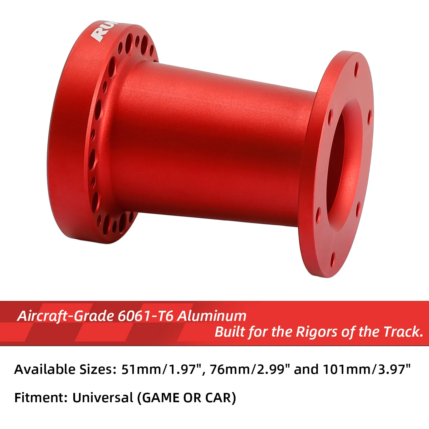 51mm 76mm 101mm Steering Wheel Extension Hub Spacer Sandblasting Red Anodizing for Racing Simulator Game Race Car