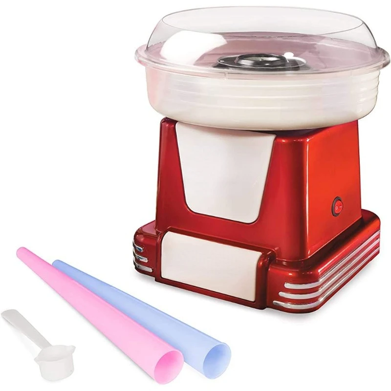 

Cotton Candy Machine - Retro Cotton Candy Machine for Kids with 2 Reusable Cones, 1 Sugar Scoop, and 1 Extractor Head – Red