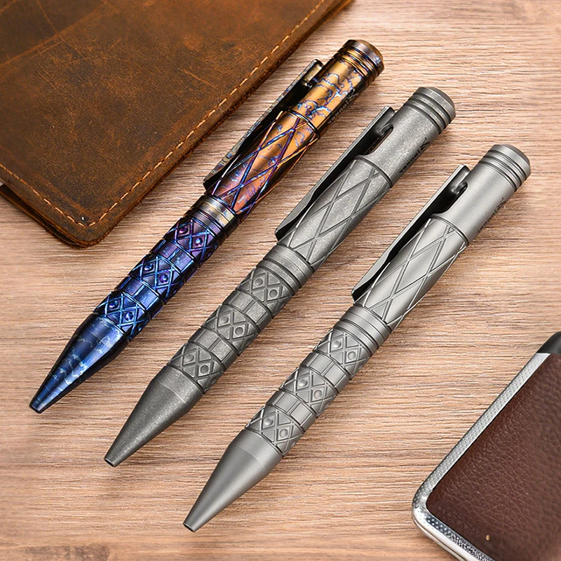 قلم حبر جاف للدفاع عن النفس تكتيكي من التيتانيوم ، قلم توقيع تجاري ، قاطع زجاج للطوارئ ، لوازم البقاء على قيد الحياة ، جودة عالية