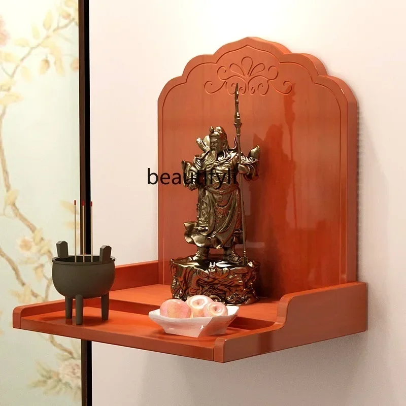 

smt7486 Buddhist niche wall hanging offering table Solid wood modern tablet rack Wall hanging cabinet ss 7486