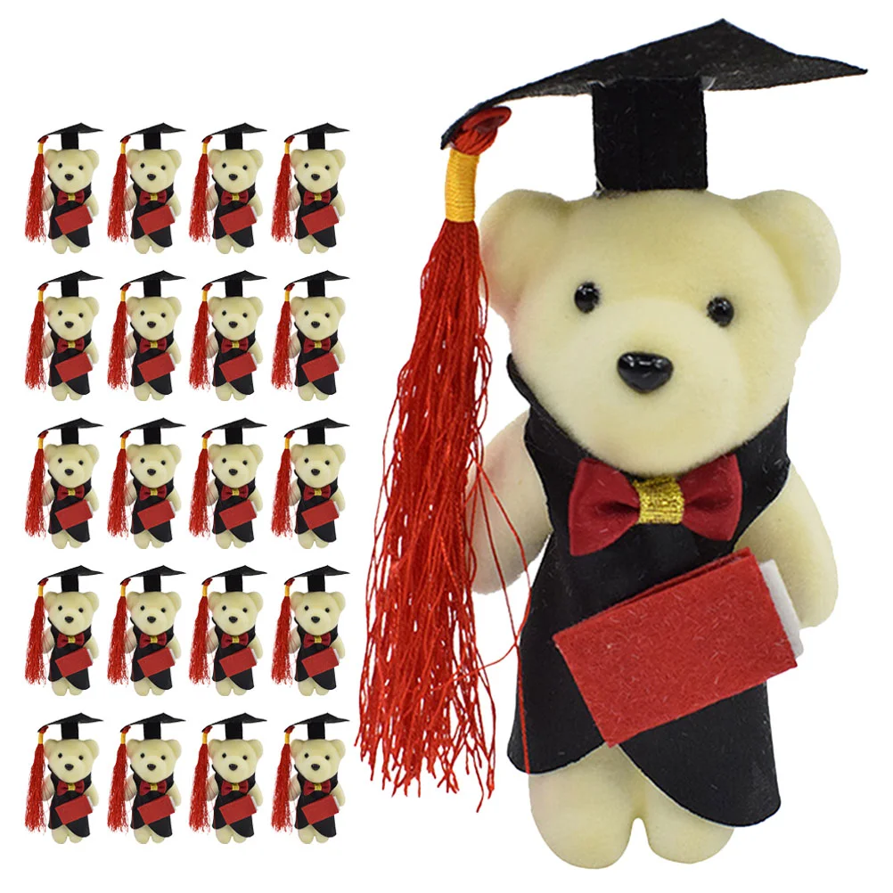 

24 Pcs Toys Small Stuffed Animals Dr Bear Graduation Dolls Tassel Bouquet Ornaments Gift Cartoon Decors