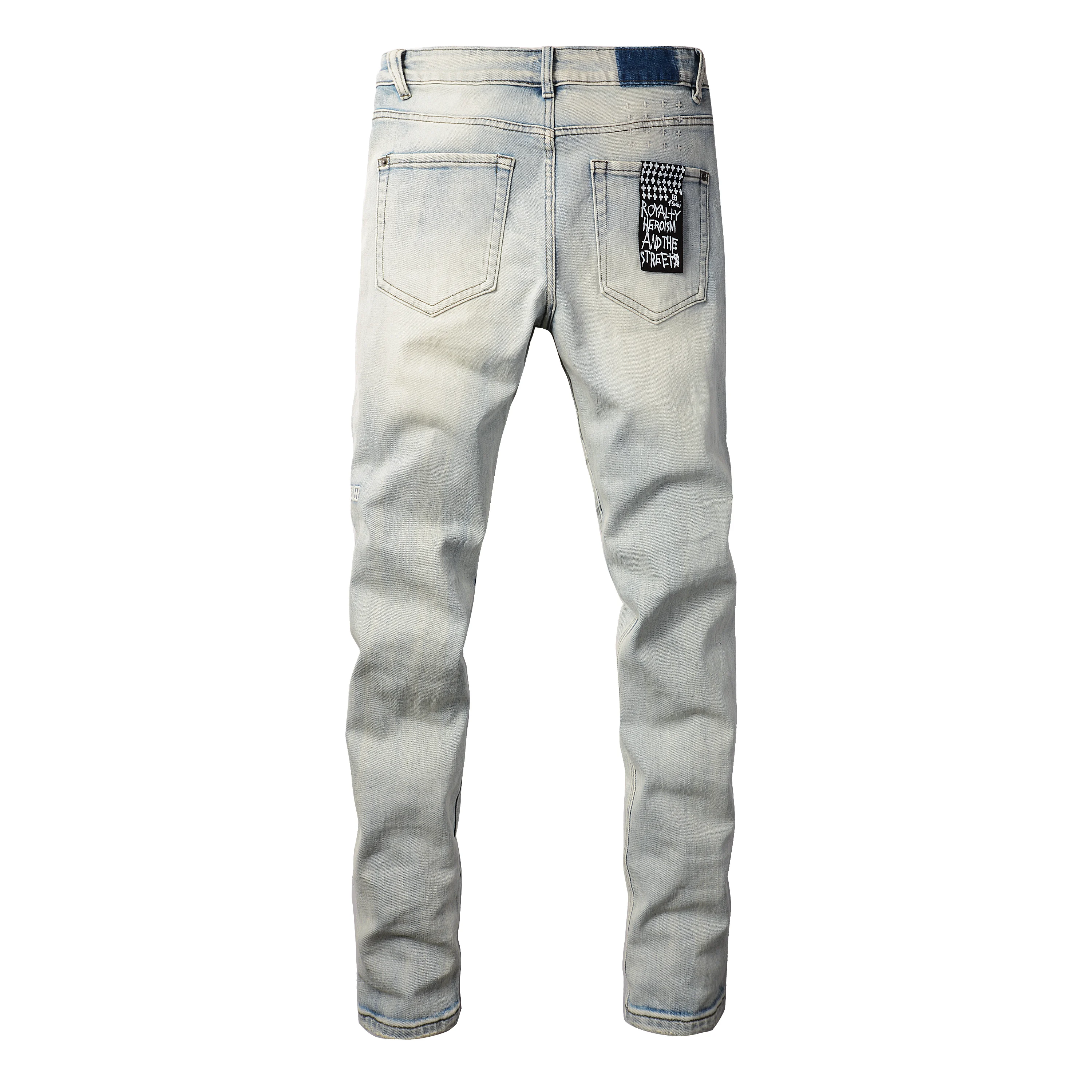 2024 KSUBI Jeans Fashion high quality Stamped Letter Repair Low Rise Skinny Denim pants 28-40 size