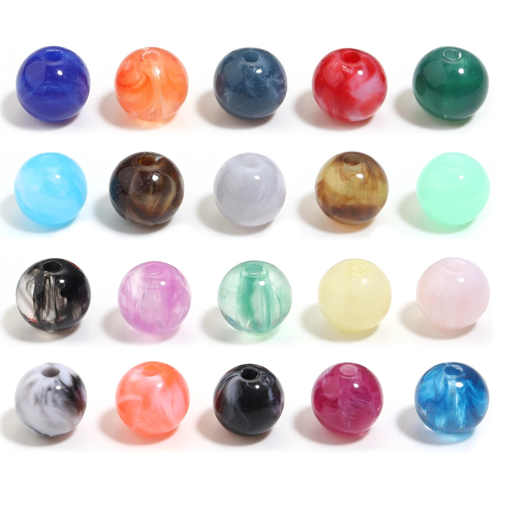 

100pcs 10mm Acrylic Beads Charms Clouds Bead Colorful Round Loose Spacer Bead for DIY Crafts Ornament Making Beaded Accessories