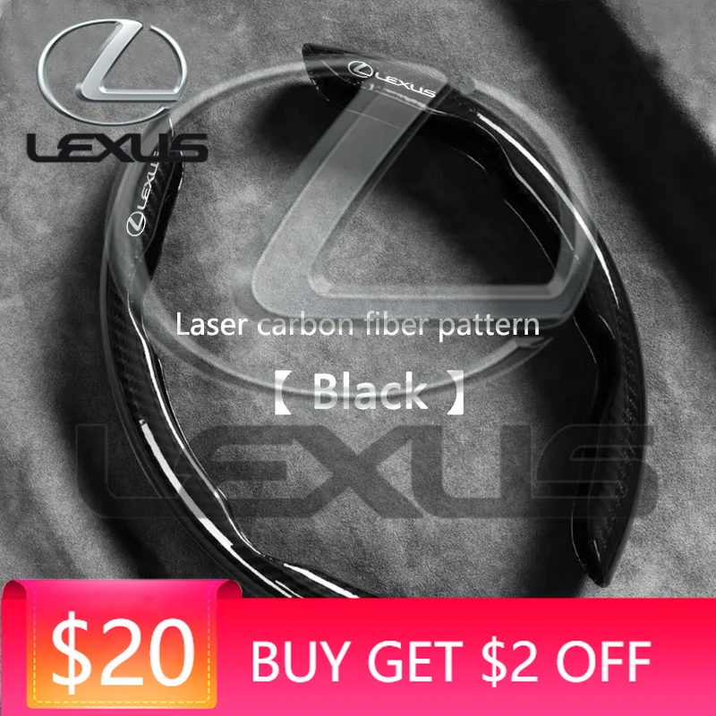 

Emblems 2PCS Carbon Fiber Anti-Slip Car Steering Wheel Cover For Lexus ES300 RX330 RX300 GS300 IS250 IS200 CT200h IS300 NX RX LX