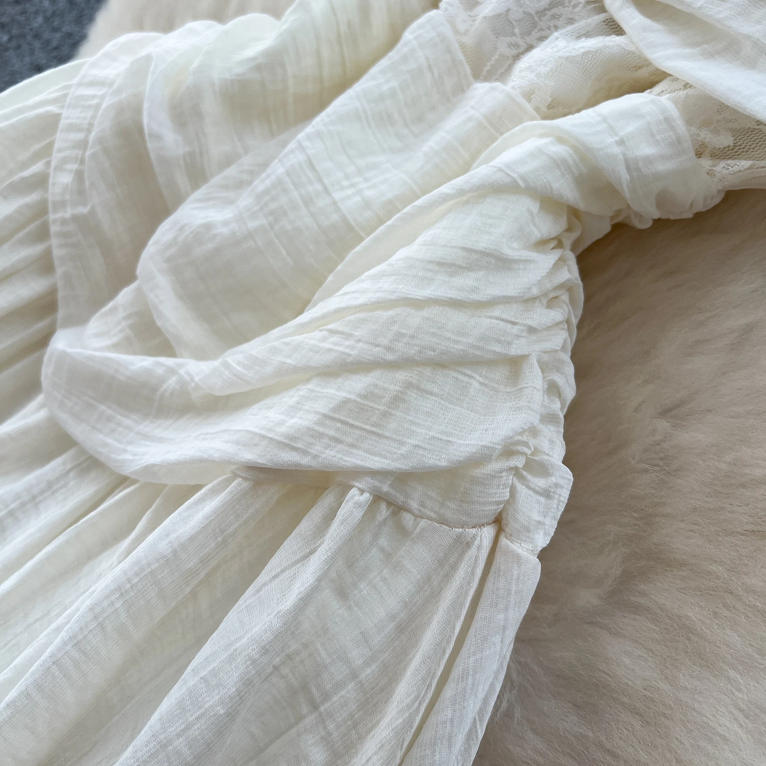 Chic vintage in pizzo impiombato sottile Elegante fata moda coreana Boho Prendisole abbigliamento donna Abito lungo