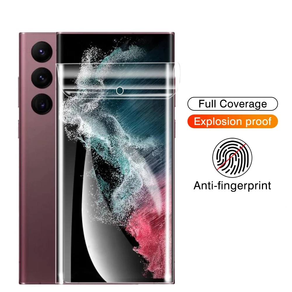 

Полное покрытие для Samsung Galaxy S22 Ultra S21 plus S20 FE S10 lite S10E, Гидрогелевая пленка, Защитная пленка для экрана S9 S8, не стекло