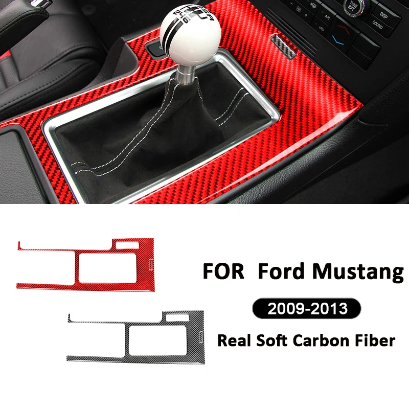 

For Ford Mustang 2009-2013 Accessories Carbon Fiber Car Interior Central Console Gear Shifter Panel Frame Decoration Sticker