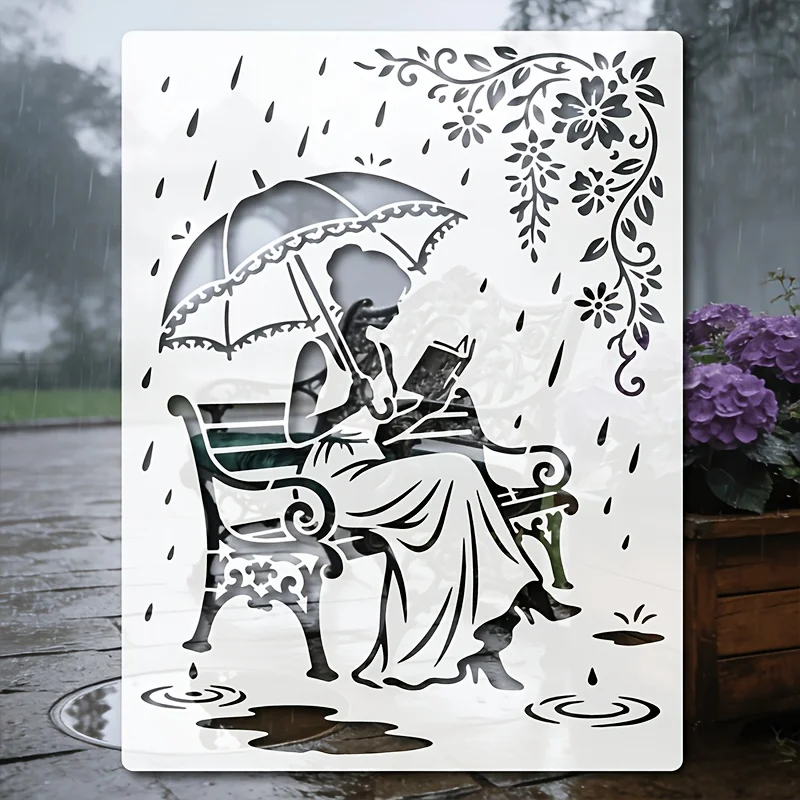 A4 29 *21cm Rainy Park DIY Stencils Wall Painting Scrapbook Coloring Embossing Album Decorative Paper Card Template,wall
