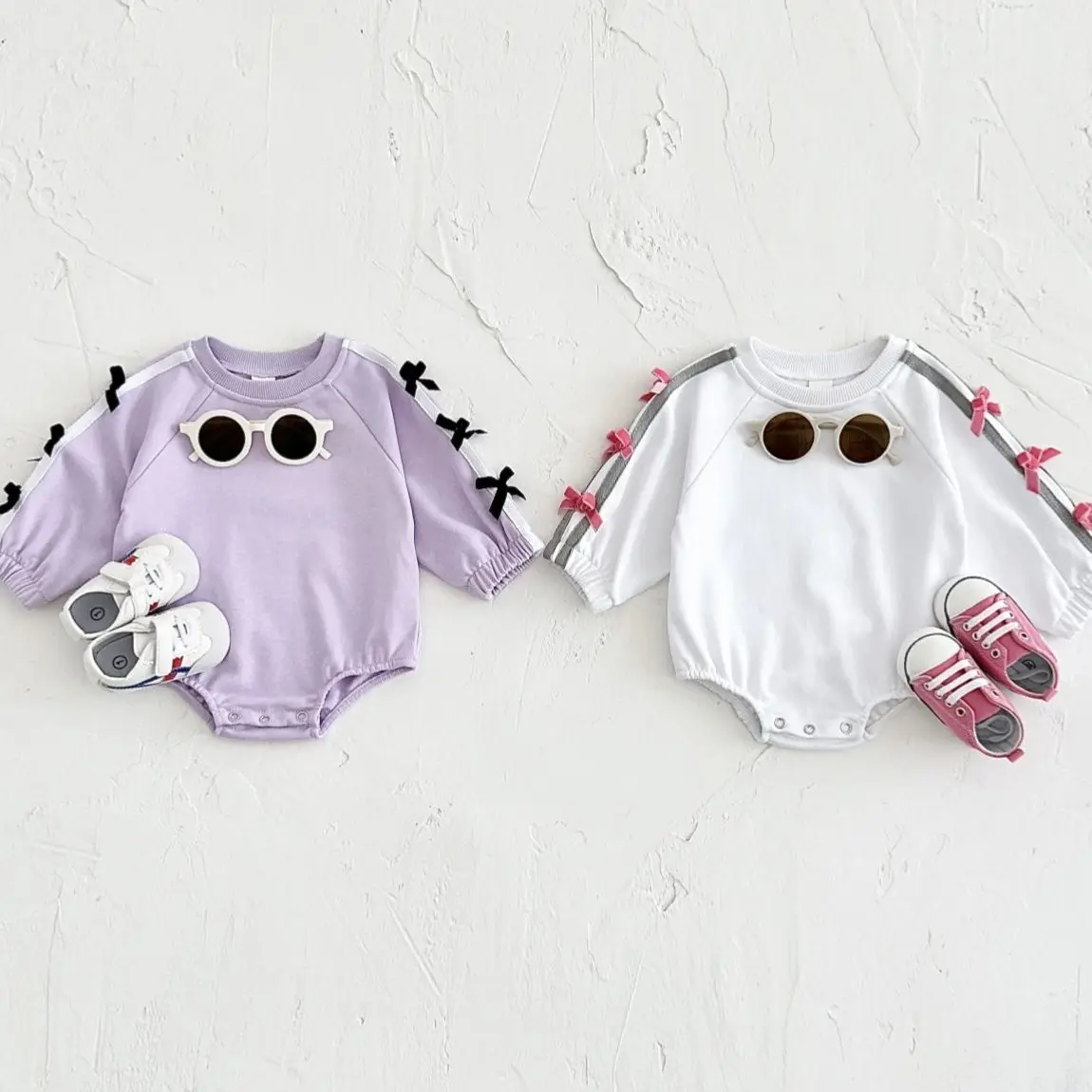 0-18M Spring Autumn New Baby Girls Clothing Cotton Soft Triangle Romper Long Sleeve Jumpsuit Bow Decoration Infant Clothes