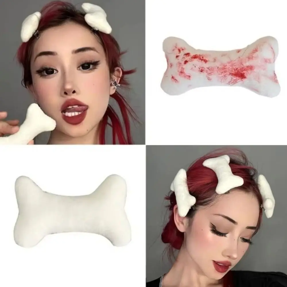Ins Dual-Use Bone Hair Clip Soft Bloody Violence Spicy Girl Hair Clip Bone Shape Y2K Style Bangs Hair Clip For Spicy Girls