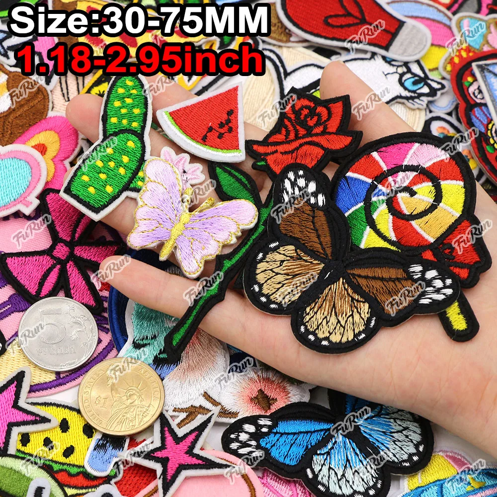 Wholesale Random Mixing Patches Set Embroidered Patches for Clothes Jeans Badges Iron on Applique Punk Cute Clothing Stickers