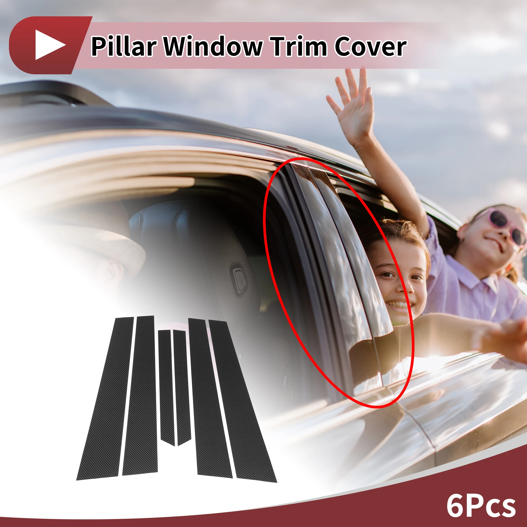 

X Autohaux Door Pillar Window Trim Front Rear Left Right for mg MG7 06-13 Anti Scratch Sticker Pillar Posts Black 6 Pcs