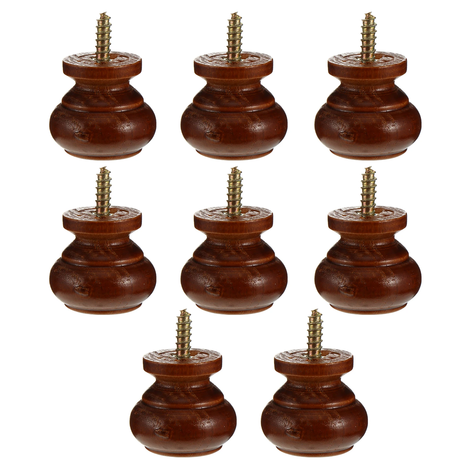 

8 Pcs Solid Wood Handle Door Knob Brown Cabinet Hardware Single-hole Drawer Wardrobe Closet Installation Durable Wooden Pull