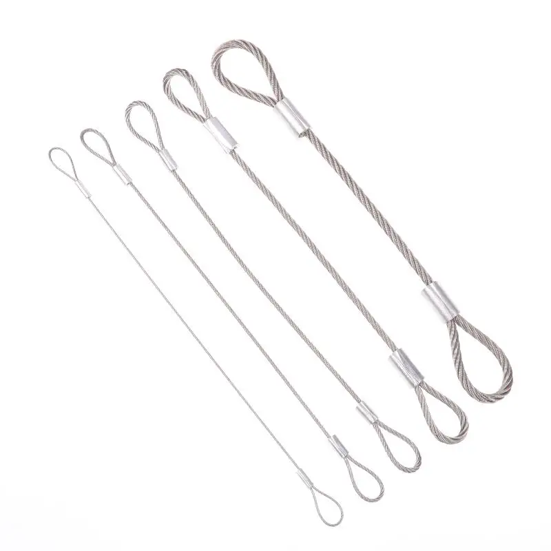 3 PCS Safe 20cm Safety Security Cable Wire Stainless Steel Sliver Stage Lights Rope Double Loop Daily