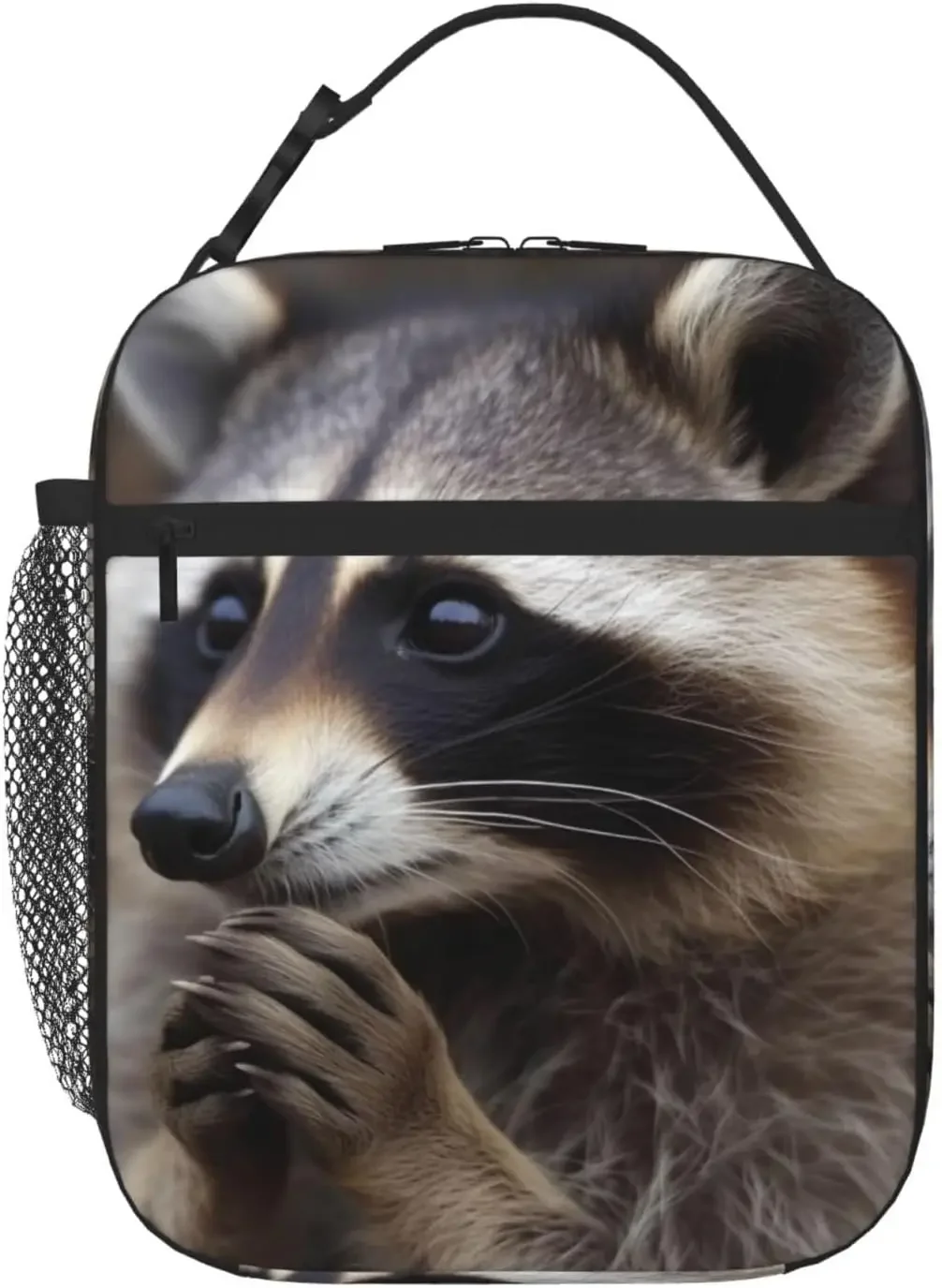 Cute Raccoon Print Insulated Lunch Bag Waterproof Lunch Tote for Women Reusable  Lunch Cooler Bag For Work Office Picnic Travel