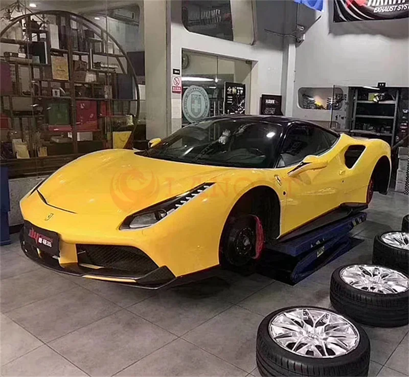 

For 488 GTB Upgraded High Quality N-type Dry Carbon Fiber Body Kit Aerodynamics Kit Front Bumper Lip Automotive Accessories