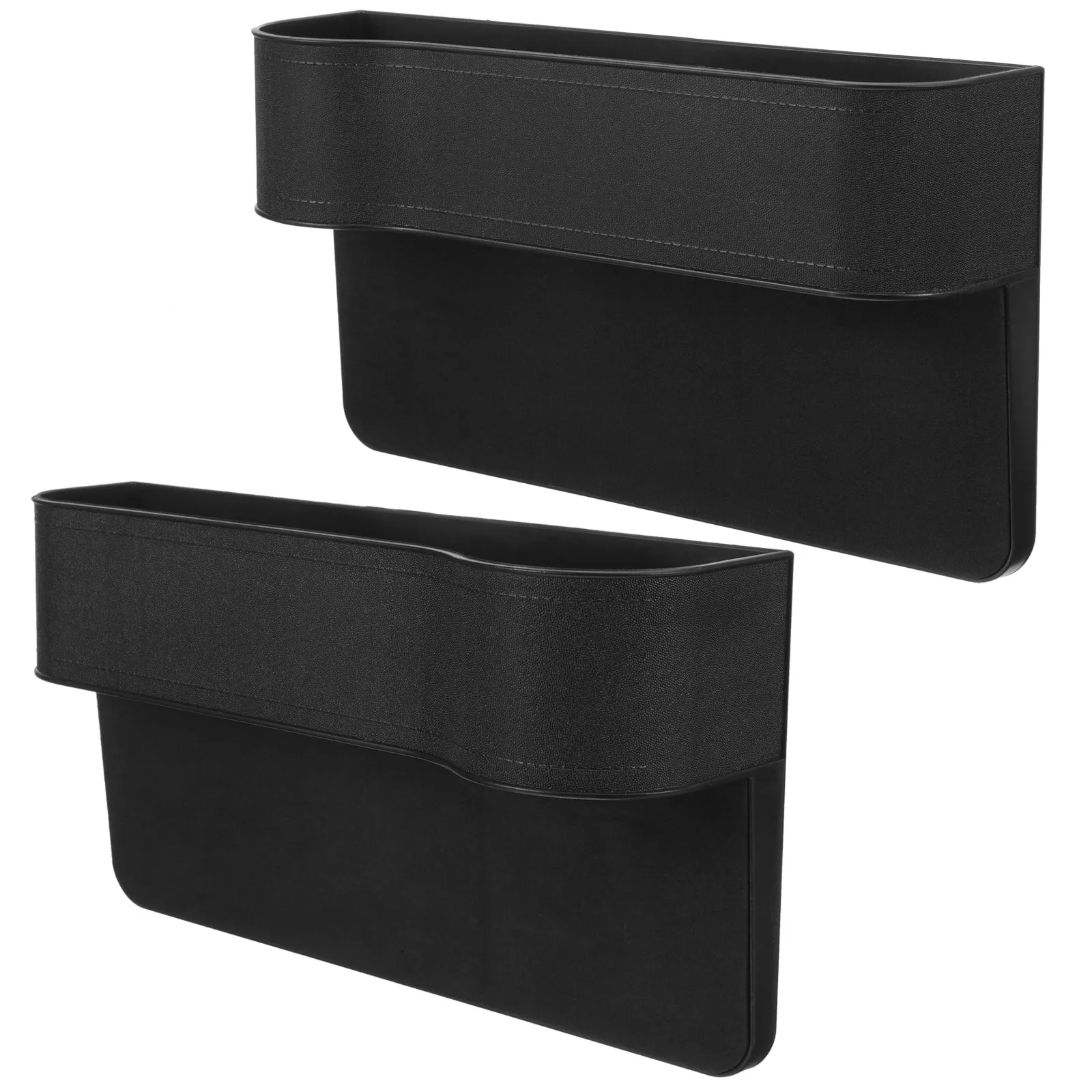 

2pcs Car Seat Gap Storage Box Black Plastic Auto Organizer Simple Installation Tidy Clean DETAILS Not Deform Damaged