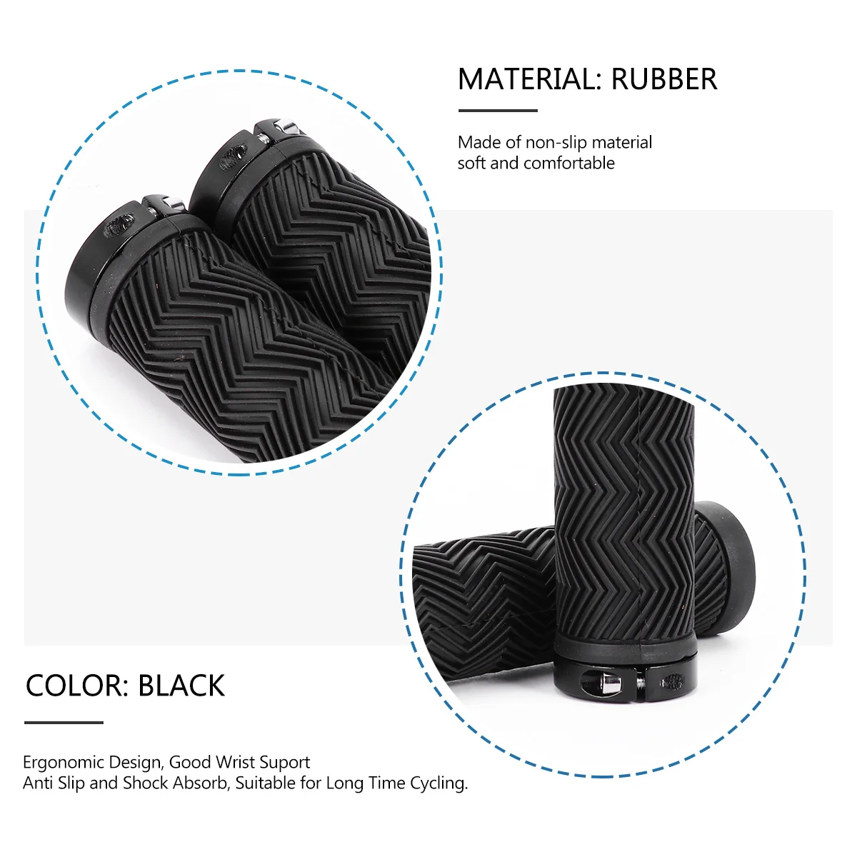 

1Pair Non-Slip Bike Handlebar Grips Rubber Covers Ergonomic Lockable Grip Cushion for Cycling Safety Rainproof Mountain Bike
