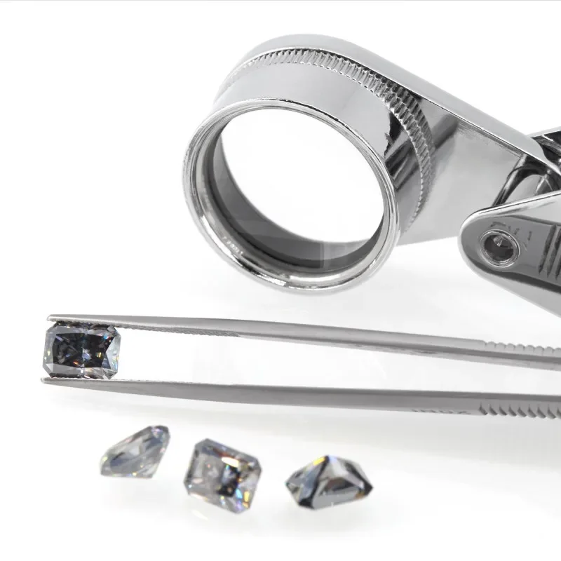 AIOSC Gray Color Moissanite Loose Stones Radiant Cut 0.5~8.0ct Gems with GRA Certificate Factory Wholesale Pass Diamonds Tester