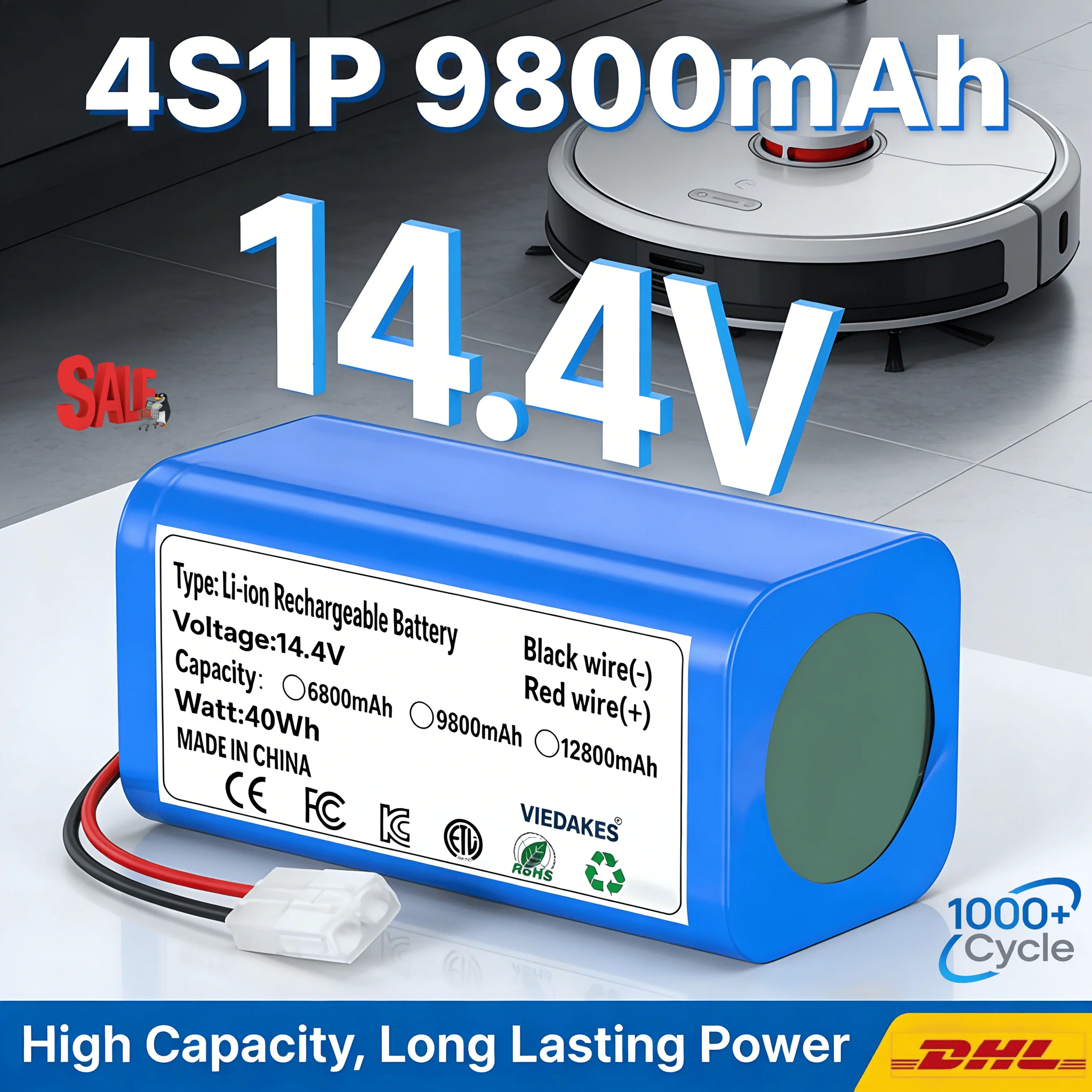 

Аккумуляторный блок VIEDAKES 4S1P 14.4V с разъемом Tamiya для Mi Vacuum-Mop G1 MJSTG1 SKV4136GL
