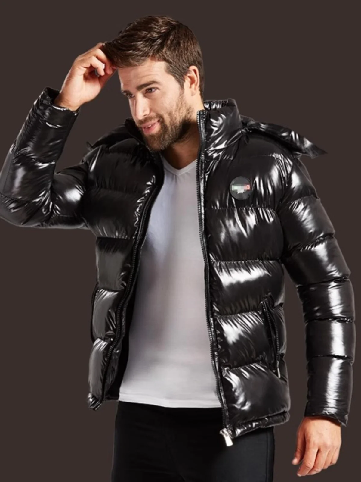 Jaqueta Masculina Curta de Pluma Grossa e Quente, Tamanho Grande, Acolchoada em Algodão, Casaco Moderno de Inverno para Pais ...