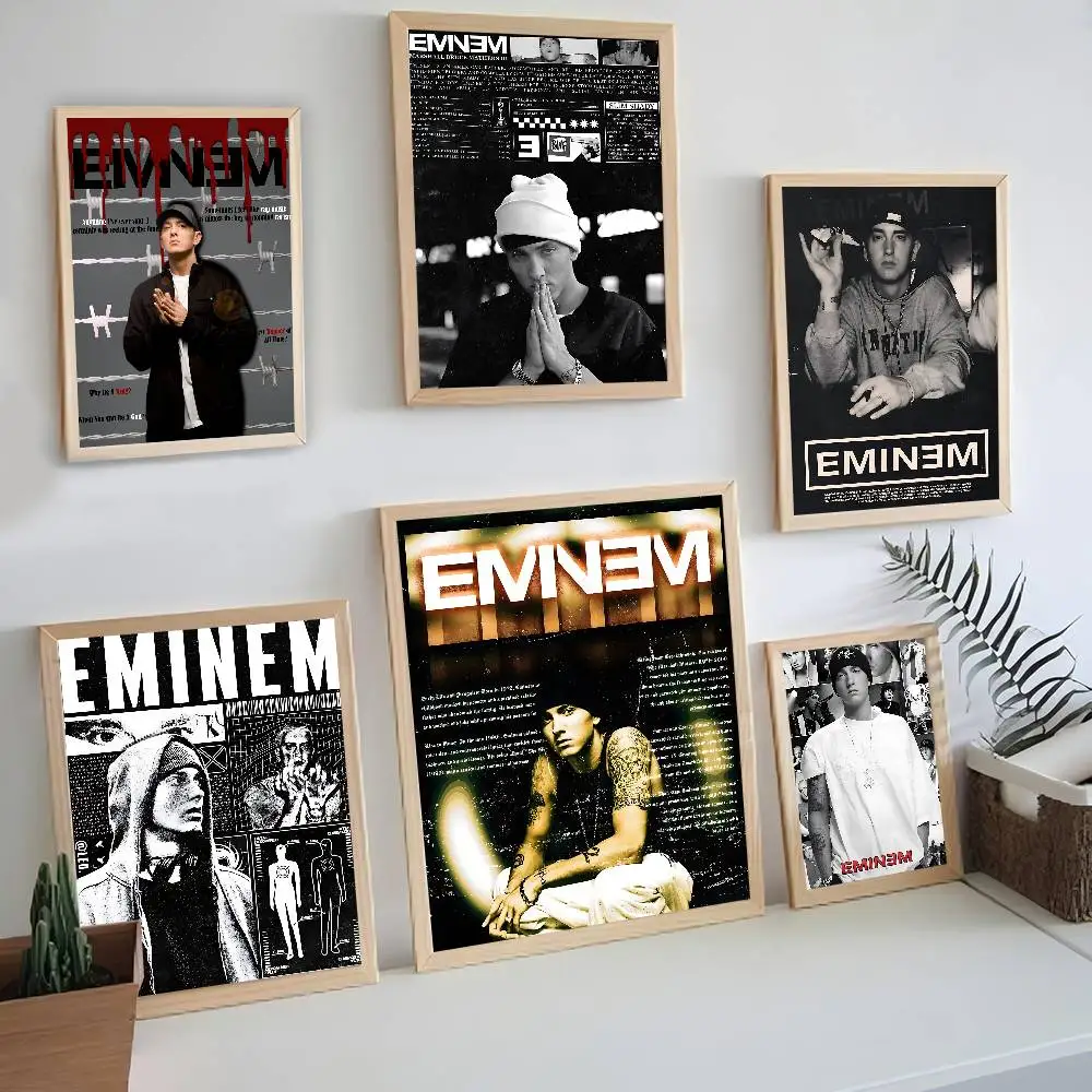 Rapper Sänger E-Eminem DIY Sticky Poster Whitepaper Drucke Poster Kunstwerk Vintage dekorative Malerei