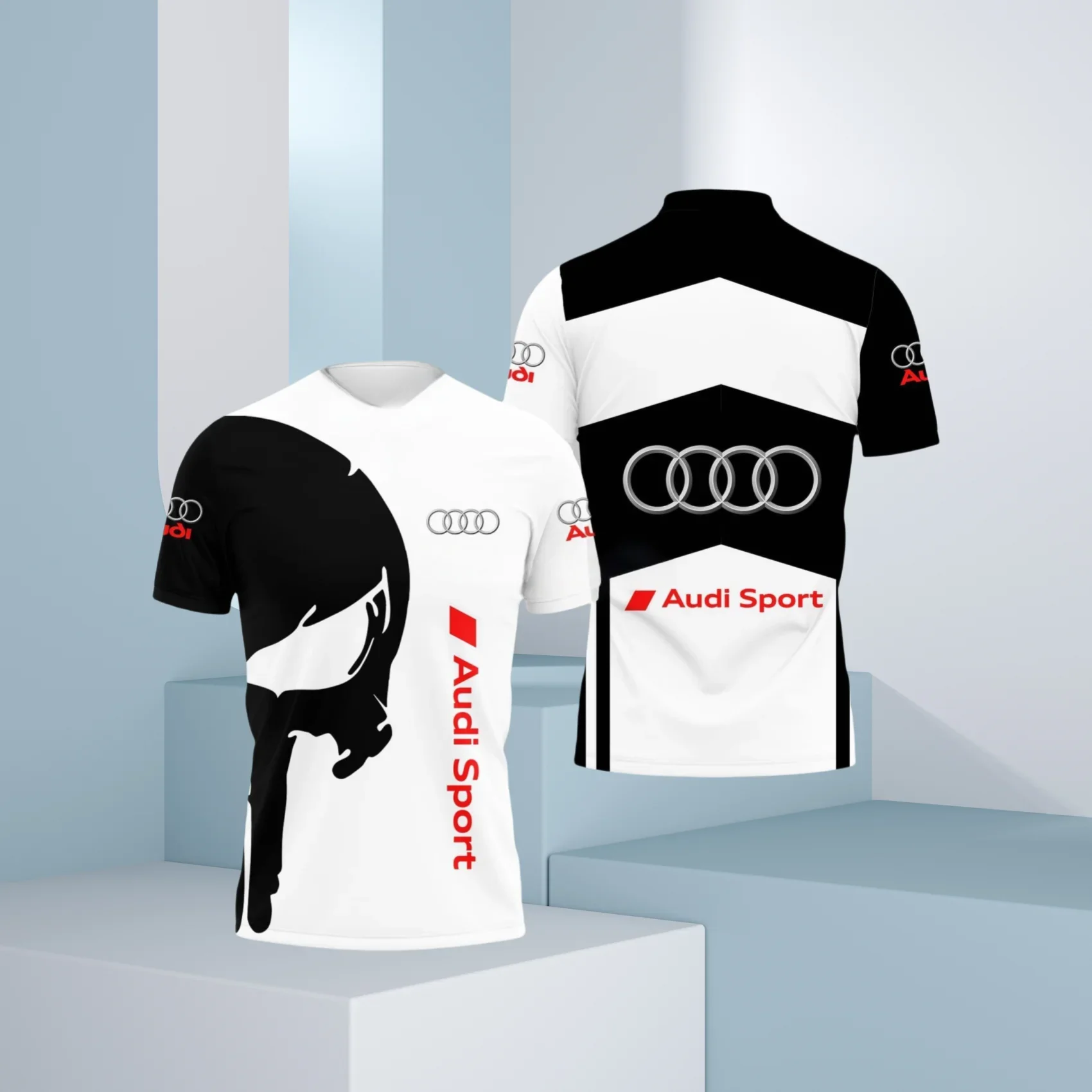 

2025 Summer Audi Racing Short-sleeved Breathable T-shirt Adult Men's Children's Parent-child Outdoor Sports Quick-drying Top