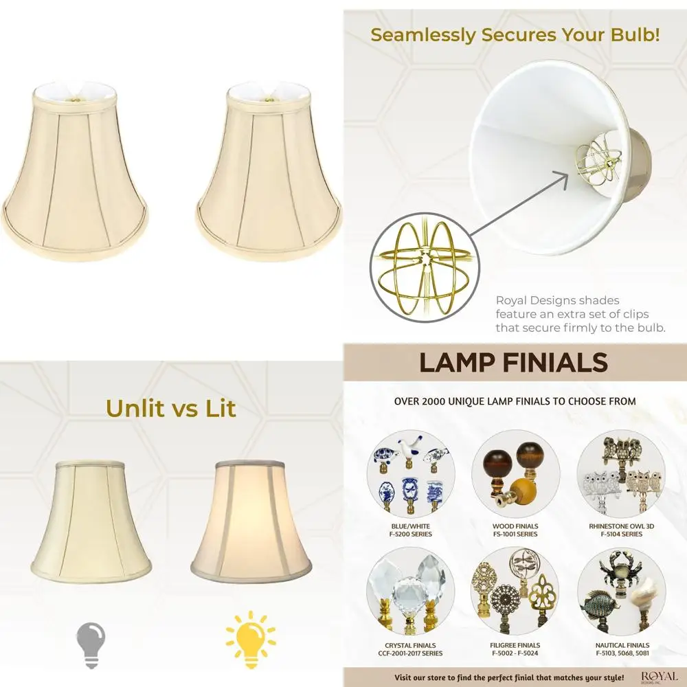Basic True Bell Lamp Shade Set of 2, Beige, 3.75 x 7 x 6.75, Round Clip, Suitable for Small to Medium Fixtures