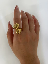 Peri'sbox 316L Stainless Steel Gold Silver PVD Plated Double Dome Rings for Women Fashion Simple Aesthetic Jewelry Tarnish Free