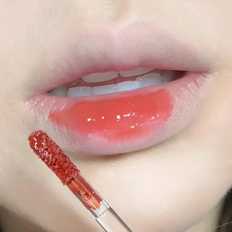 Sexy Red Lipgloss Mirror Glass Water Light Clear Lip Gloss Waterproof and Non Stick Liquid Lipstick Nude Lip Tint Korean Make Up