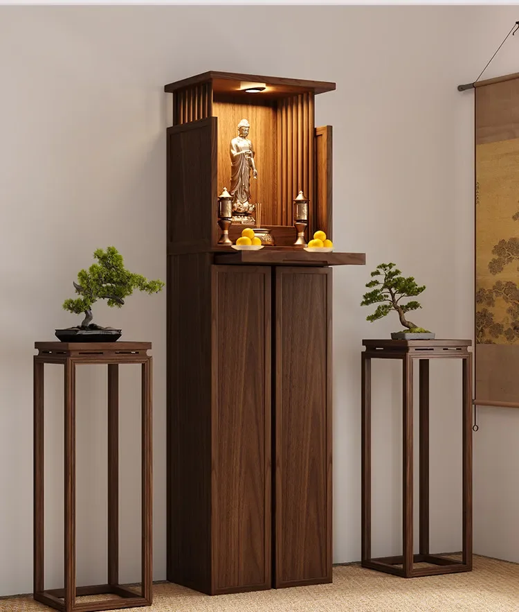 Solid wood offering table household shrine Shrine Black walnut shrine cabinet Bodhisattva offering cabinet