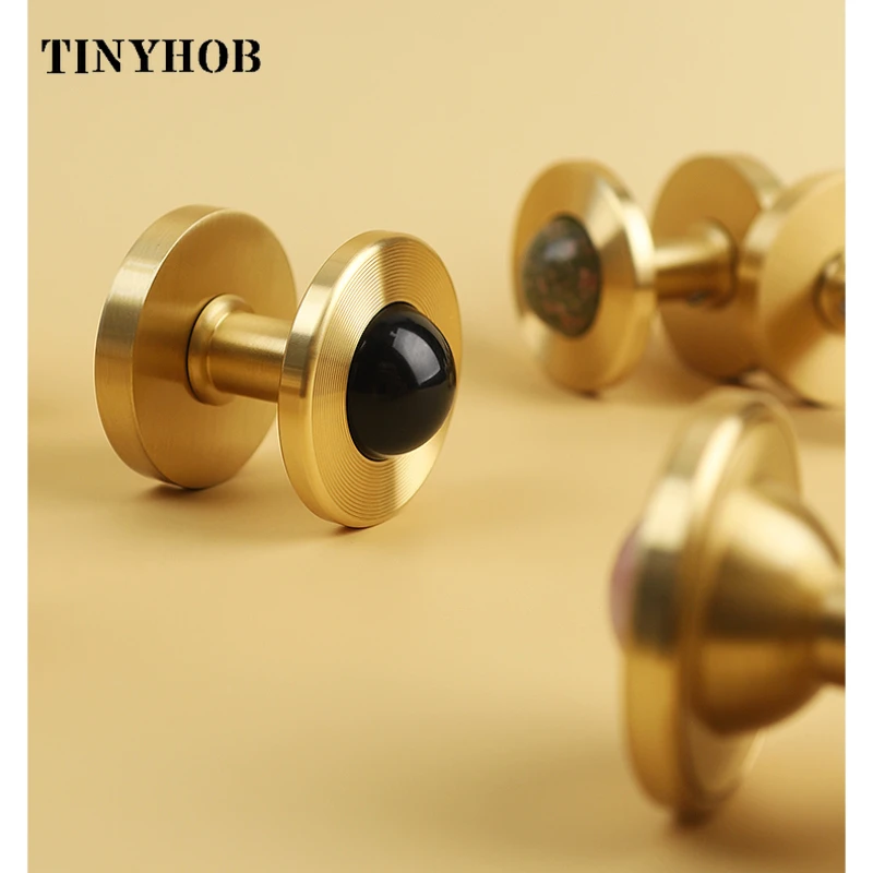 Tinyhob Mute Door Lock Brass + Crystal Bedroom Door Handle Indoor Single Lock Fashion Interior Bathroom Wood Door Lever