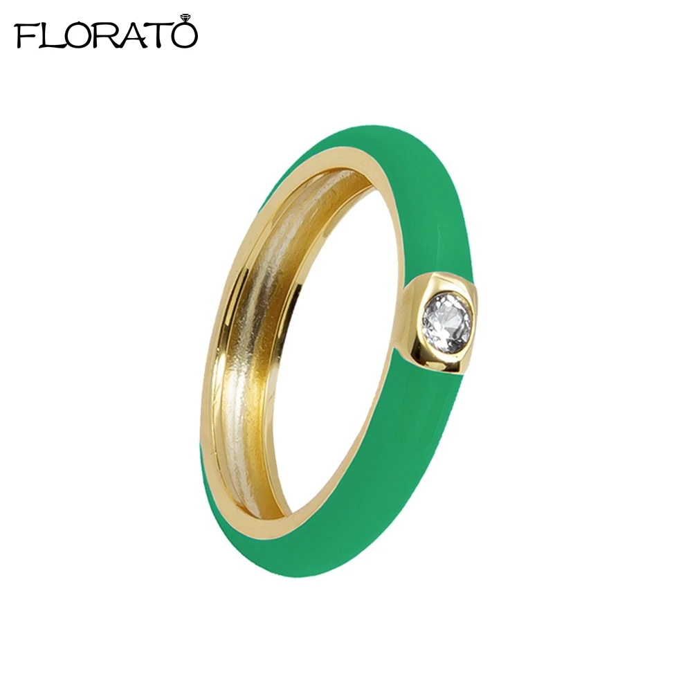 Women's Colorful Enamel Ring, 24K Gold Plated Candy Colors Gift