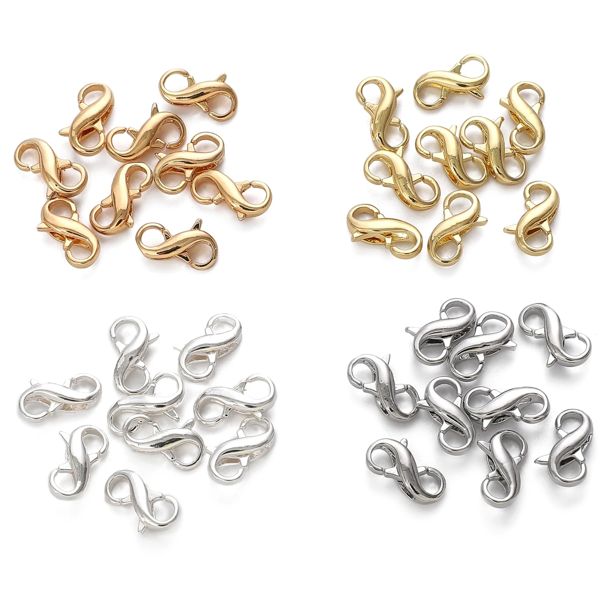 

1Pc Gold/Platinum/Silver Color Plated 8 Shaped Buckle Brass Lobster Clasps For Jewelry Making Supplies Diy Bracelets Accessories