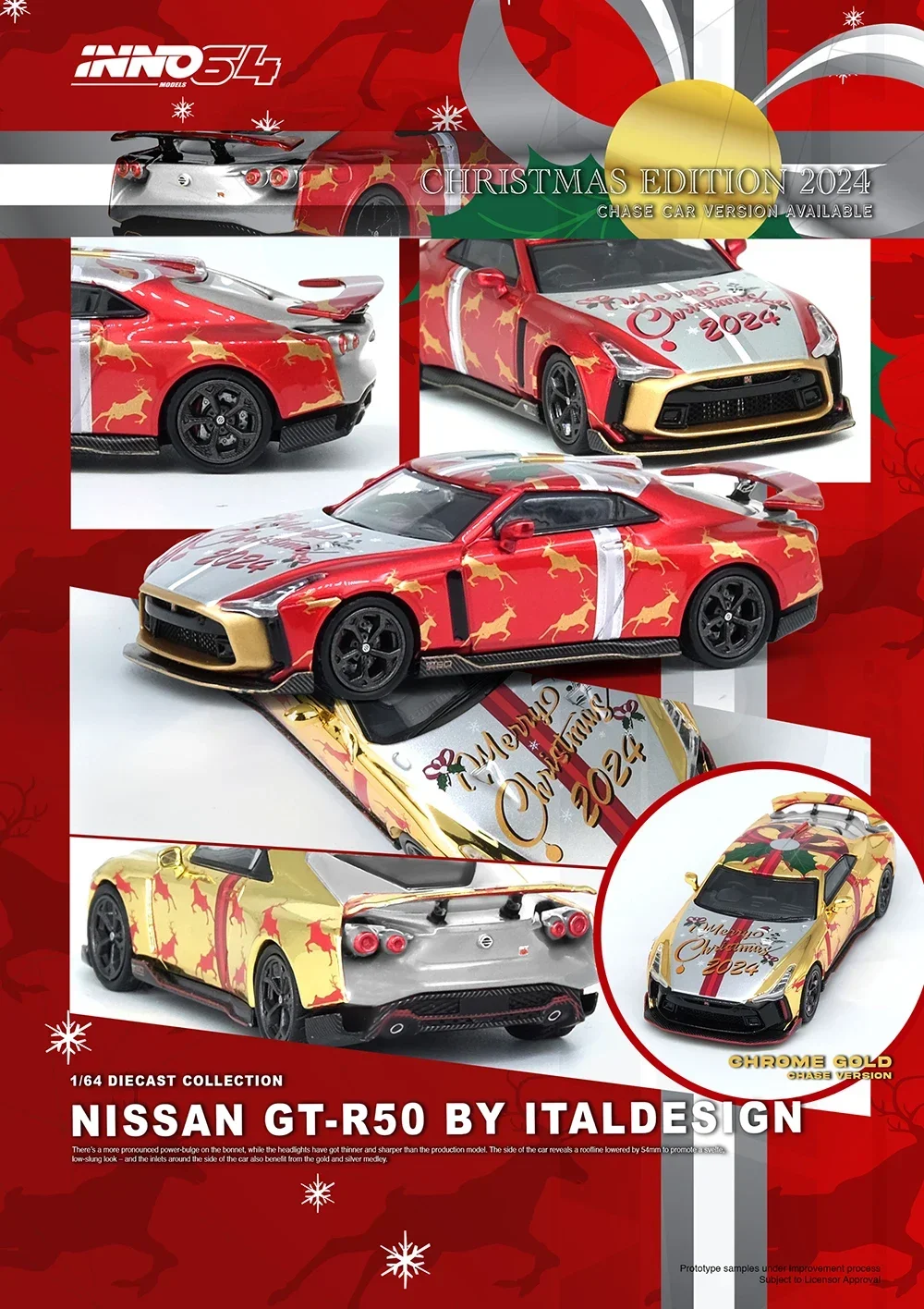 INNO 1:64 Nissan GTR50 Ferrari F40 2023, Sunshine Pickup-Puppe, Legierung, Druckguss-Automodell, Weihnachtsedition, Serie, Sammlung, Geschenk