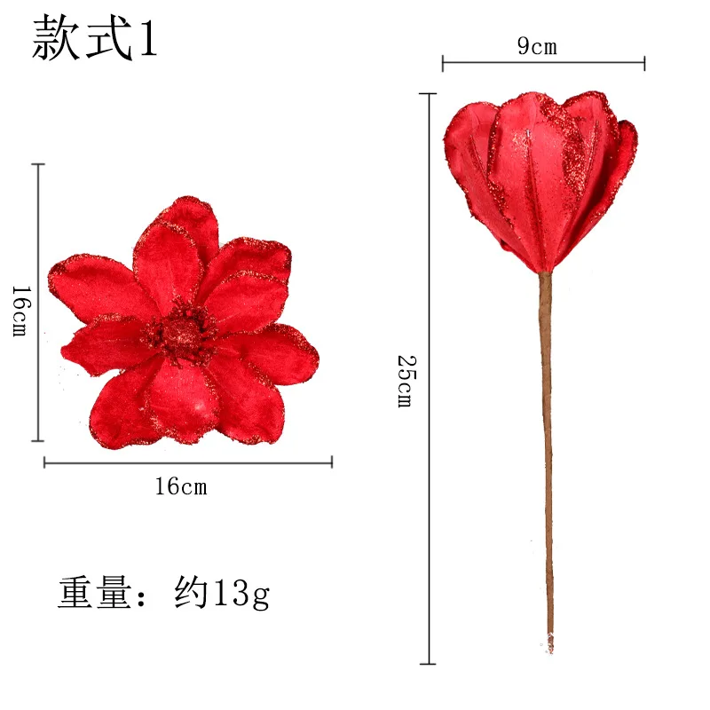 Simulation flower Christmas floral decoration Christmas flower three-layer fake flower Christmas tree wreath