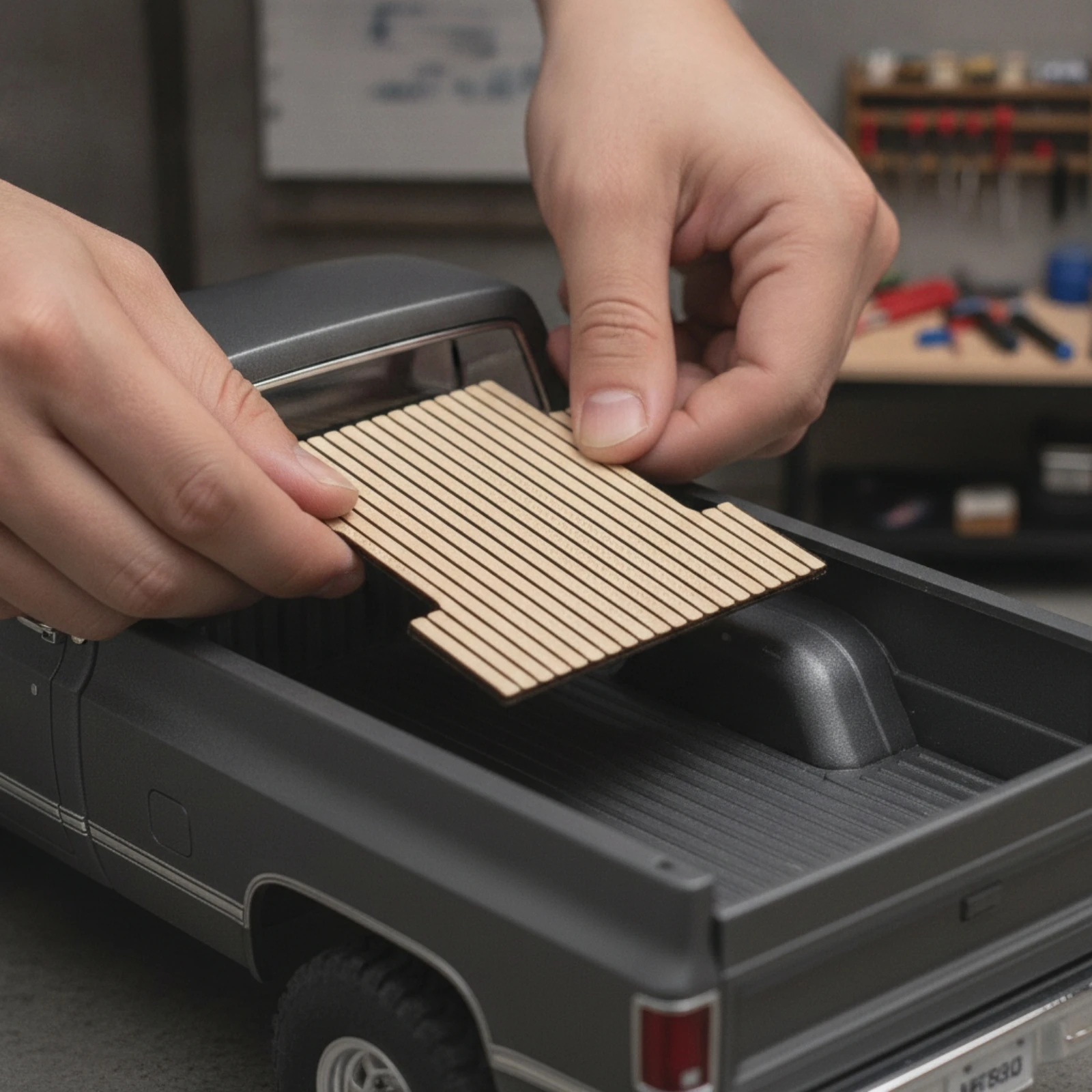 RC Slatted Deck Bed Insert 3D Printed Accessory Wood Plank Style Panel for SCX30 K10 Scale Builds