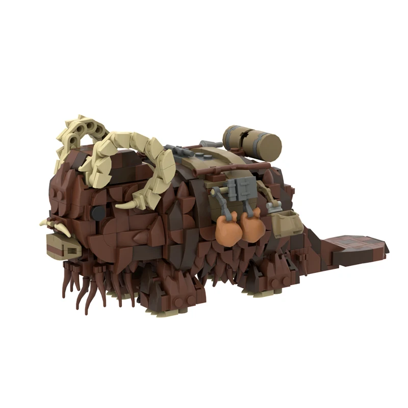 

Large Desert Pack Animal MOC Building Blocks, Space Wars Giant Hairy Creature with Curved Horns, Tusken Rider Mount for Adult