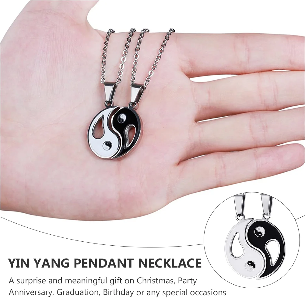 Tai Chi Yin Yang Necklace Gifts for Couples All 1 Goods 2 Chain Rings Sister Charm Friendship