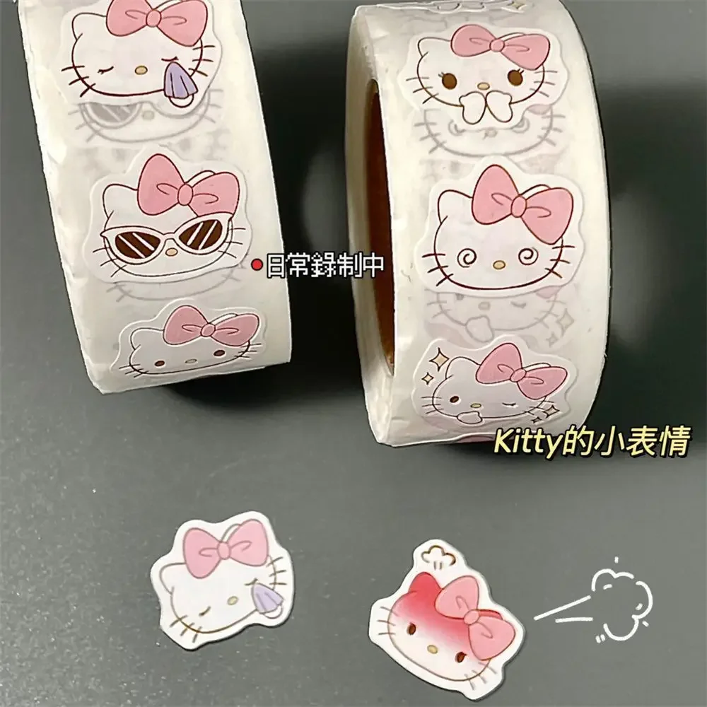 

Sanrio Hellokitty Roll Sticker Cute Kawaii Hello Kitty Notebook Tablet Hand Account Seal Sticker Children's Reward Gift