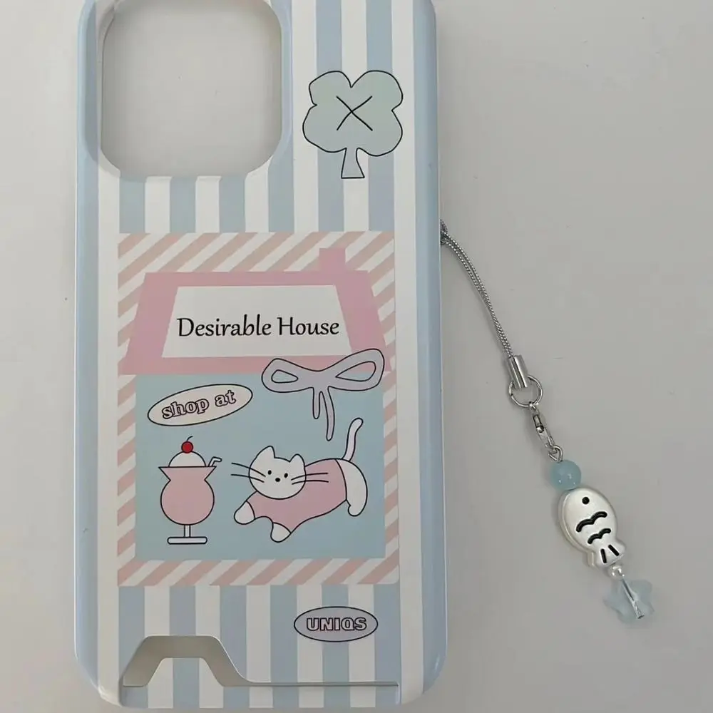 Phone Case Sweet Y2K Fish Phone Chain Phone Charm Beaded Cell Phone Strap Cute Handmade Mobile Lanyard Telephone Jewelry