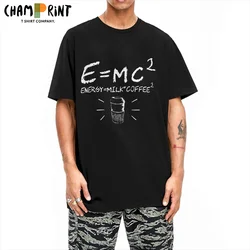 Crazy E=mc2 Energy Milk Coffee T-Shirt for Men Round Neck Cotton T Shirts Funny Physics Short Sleeve Tees Plus Size Clothing