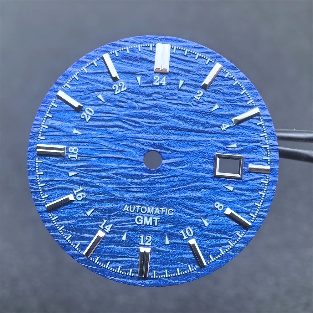 35mm NH34 Watch Dial Wrinkled Texture Faces No Luminous GMT Modified Watches Accessories for NH34 NH35 Movement