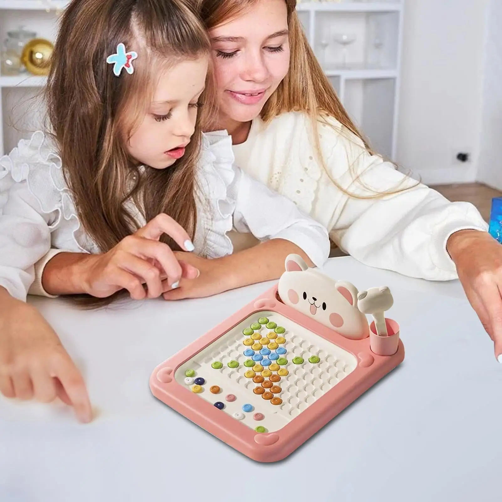 Prancheta de desenho de pontos magnéticos para crianças de 2 a 5 anos – Brinquedo interativo educacional com caneta para aprendizagem precoce, desenvolvimento de crianças